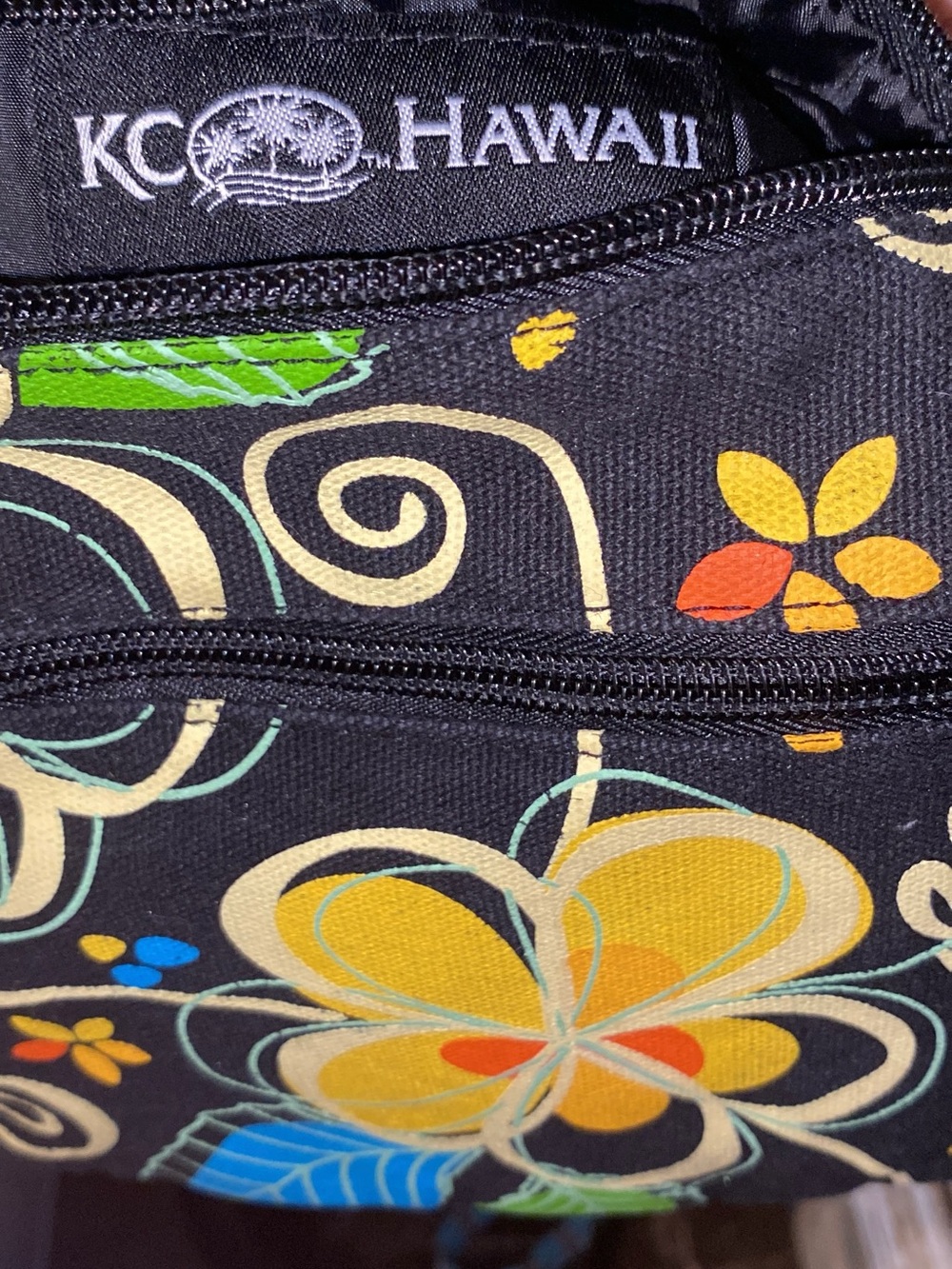 Black Floral Crossbody Bag with Yellow and Blue Accents - Picture 2 of 12